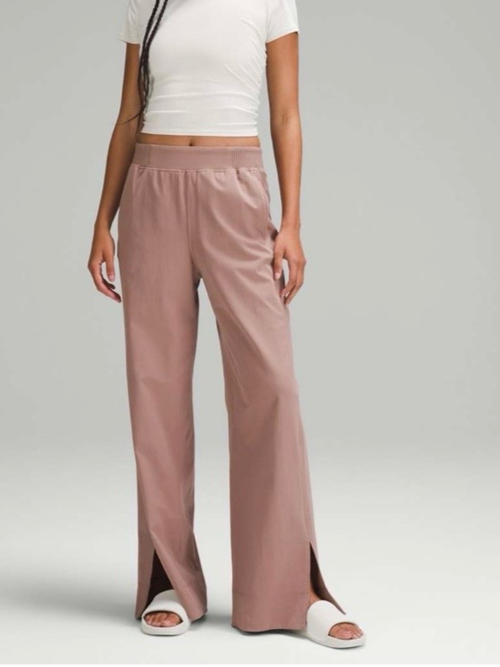 LULULEMON- Stretch Woven Wide-Leg High-Rise Pant Twilight Rose Size L